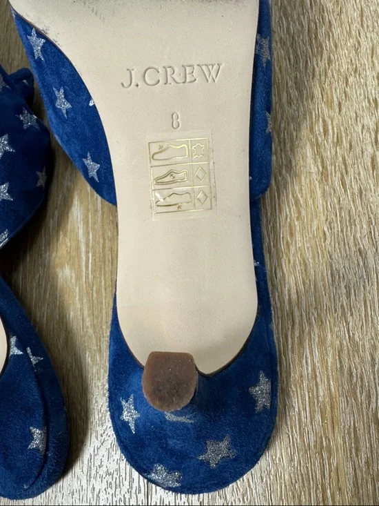 J. Crew Sophia STAR BLUE BOW SUEDE KITTEN HEEL Slip On Mule size 8 - Picture 9 of 9